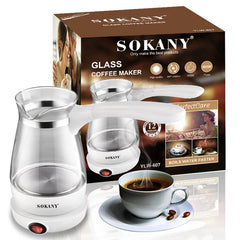 500ML Mini Electric Turkish Coffee Maker Food Grade Glass Portable Kettle 220V Cooking Wines Milk Moka Pot Boil Watter Travel