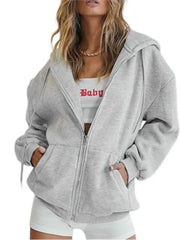 Autumn Winter Zipper Cardigan Hooded Sweatshirt Women Sporty Style Splice Double  Pocket Hoodie Female Casual Warm Top Sportswear