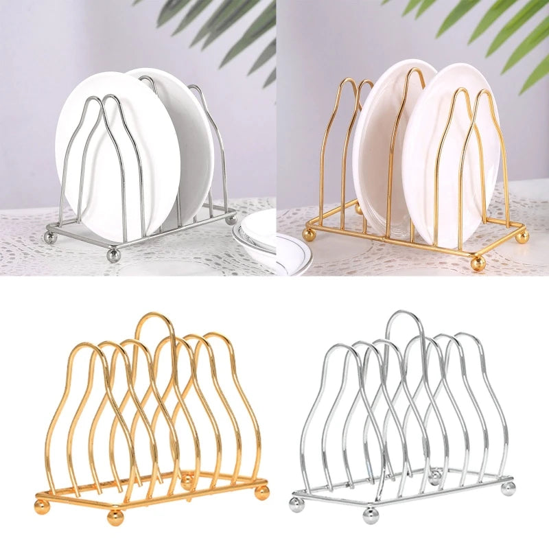 Metal Iron Kitchen Dish Plate Holder Metal Drainin Serve Rack Accessories Rack Supplies for Home Restaurant Bar Tableware Rack
