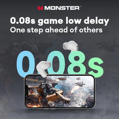 Monster MQT52 Bluetooth 5.4 Wireless Earphones 24H Long Battery Life Stereo Headphones Low Latency Gaming Dual Mode Headset GiftBluetooth 5.4 Wireless Earphones