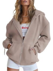 Autumn Winter Zipper Cardigan Hooded Sweatshirt Women Sporty Style Splice Double  Pocket Hoodie Female Casual Warm Top Sportswear