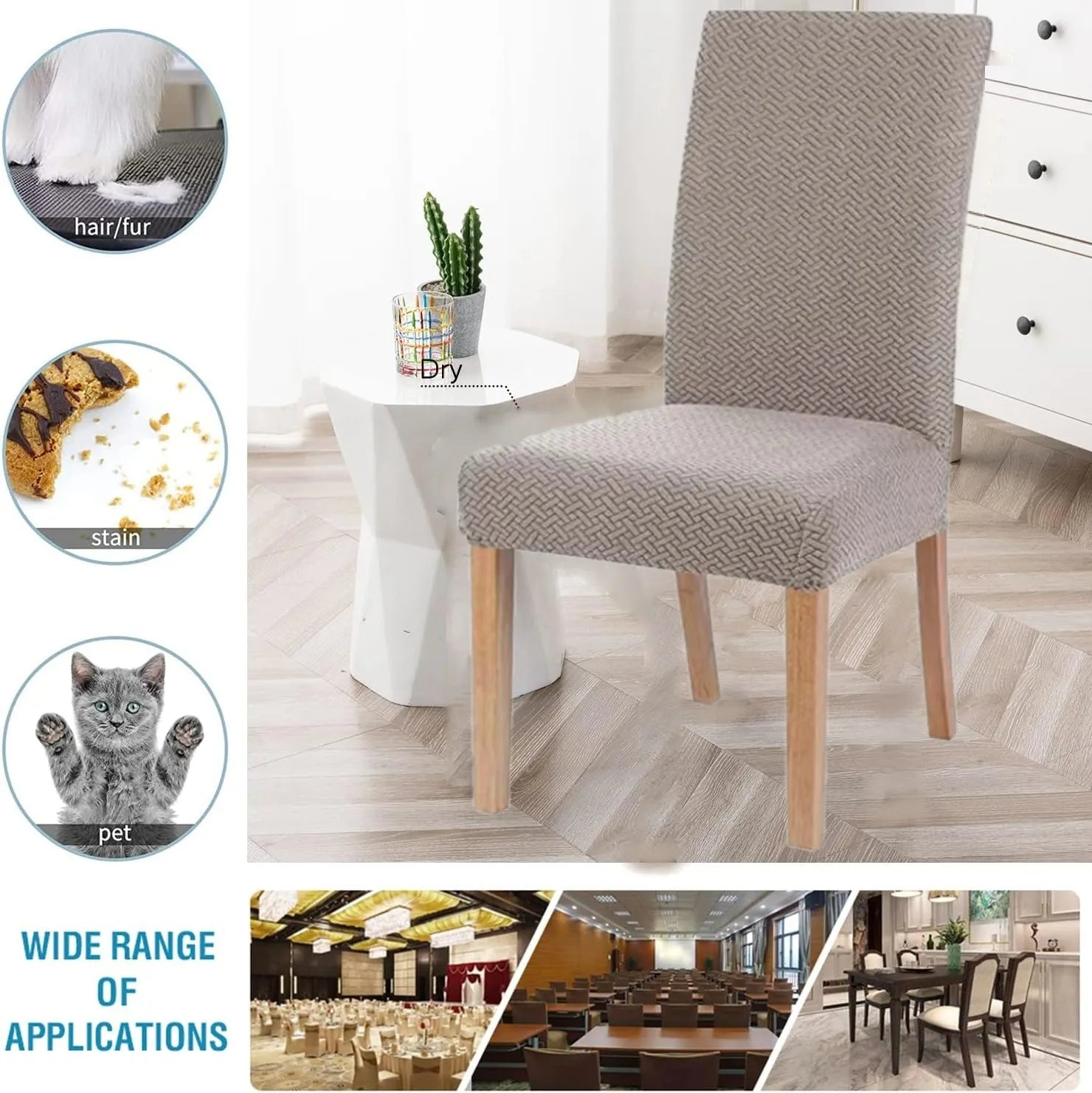 Resilient Chair Cover Washable Dining Chair Cover Quick Installation Suitable for Dining Room Banquet Home Decoration