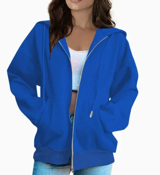 Autumn Winter Zipper Cardigan Hooded Sweatshirt Women Sporty Style Splice Double  Pocket Hoodie Female Casual Warm Top Sportswear