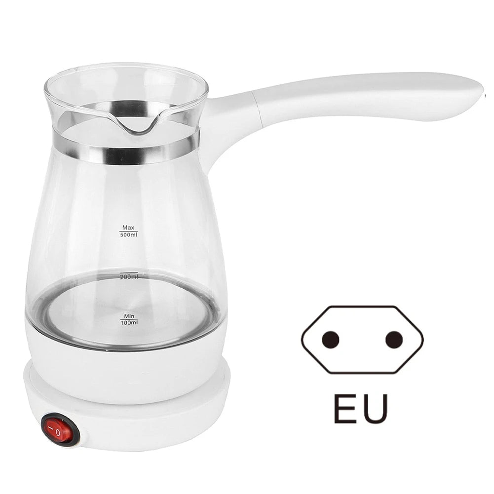 500ML Mini Electric Turkish Coffee Maker Food Grade Glass Portable Kettle 220V Cooking Wines Milk Moka Pot Boil Watter Travel